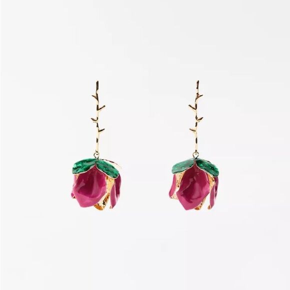 New! Zara Floral Earrings - Picture 9 of 11